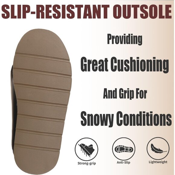 Women's Snow Winter Warm Hook Loop Gray Faux Fur Lining Booties Shoes - Picture 4 of 6